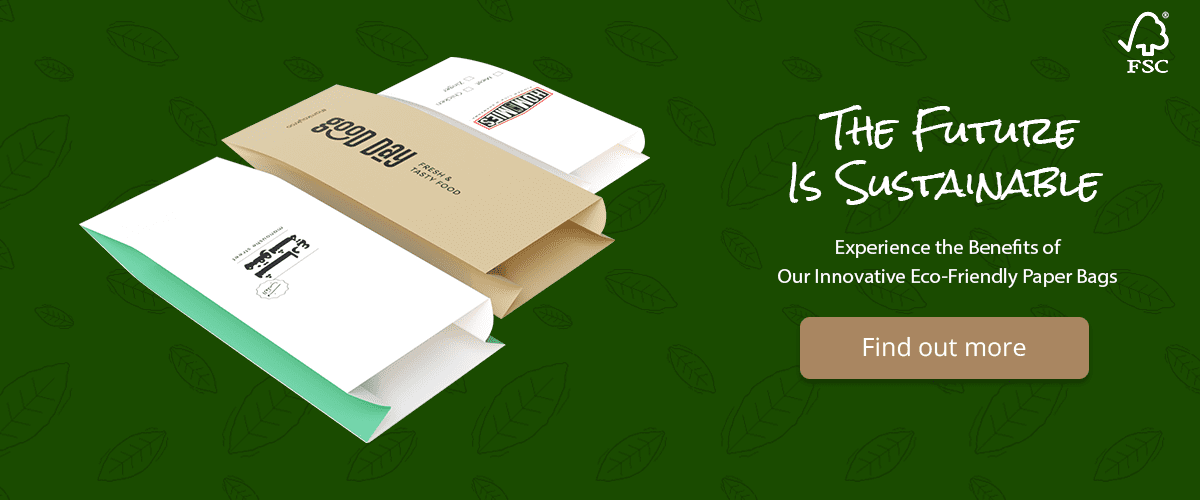 Durable sharp bottom paper bag made from recyclable materials, designed for takeaway and grocery use.